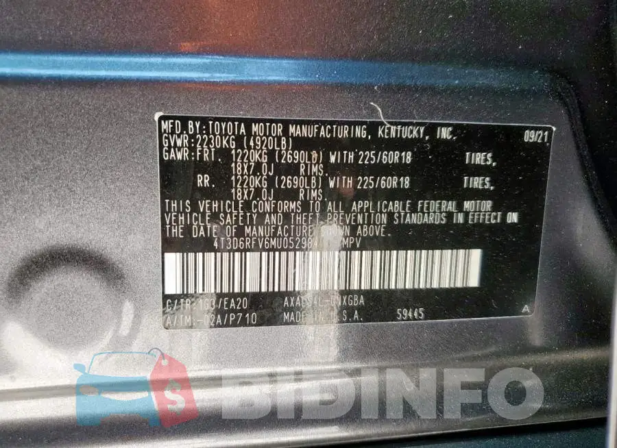 4T3D6RFV6MU052984 Photo# 13