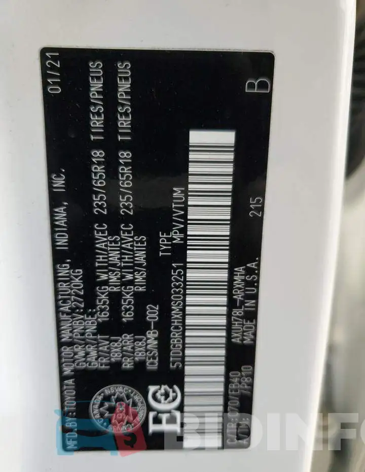 5TDGBRCHXMS033251 Photo# 14