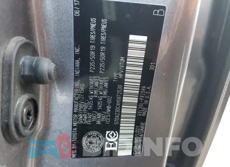 5TDXZ3DCXHS872530 Photo# 14