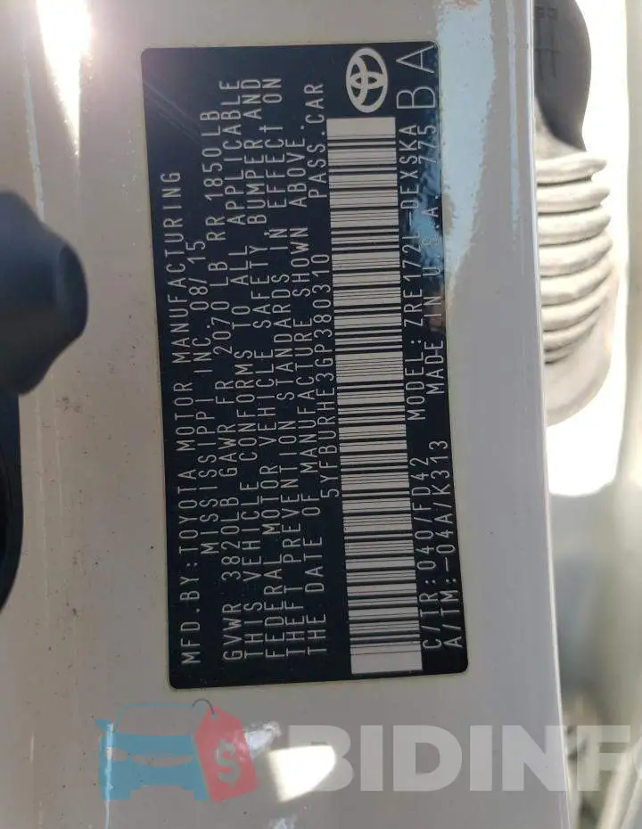 5YFBURHE3GP380310 Photo# 12