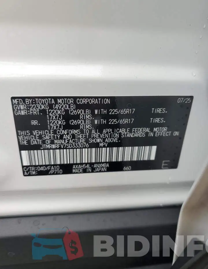 JTMRWRFV7SD333076 Photo# 13