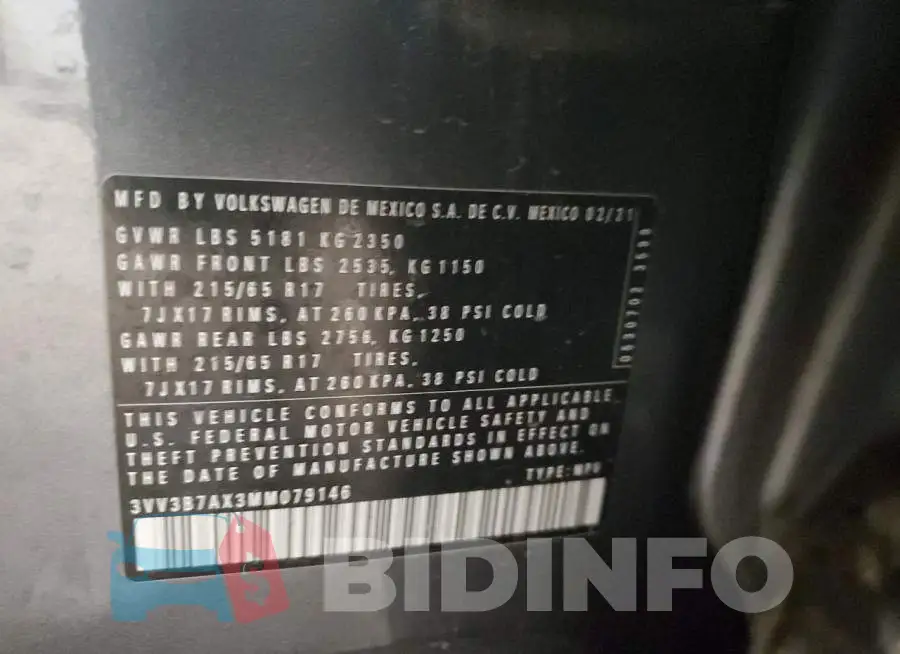 3VV3B7AX3MM079146 Photo# 14