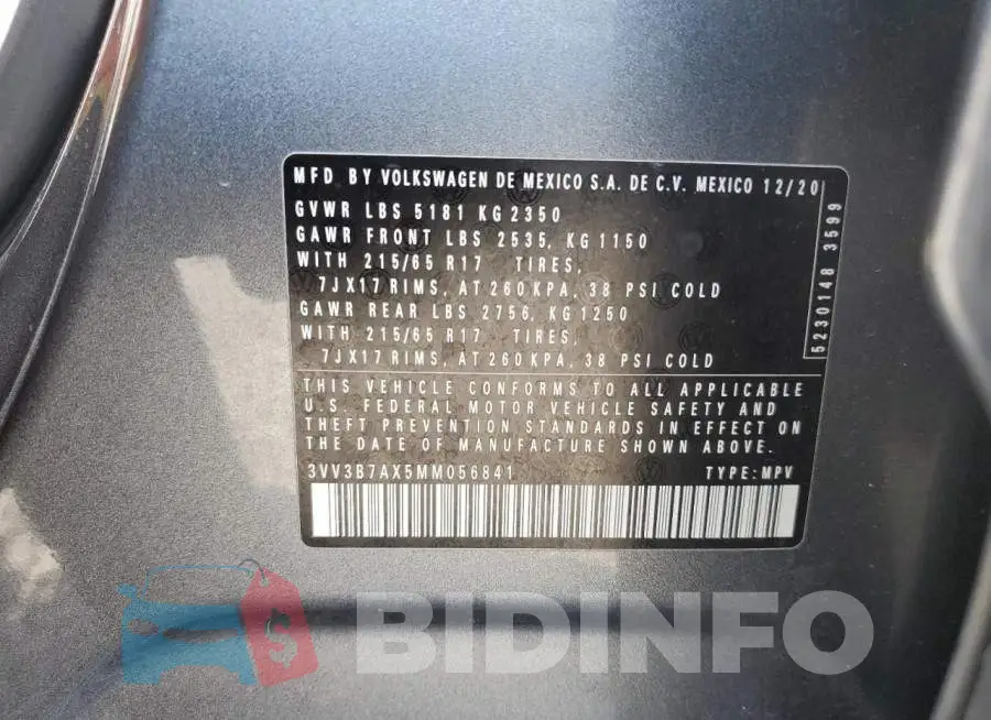 3VV3B7AX5MM056841 Photo# 13