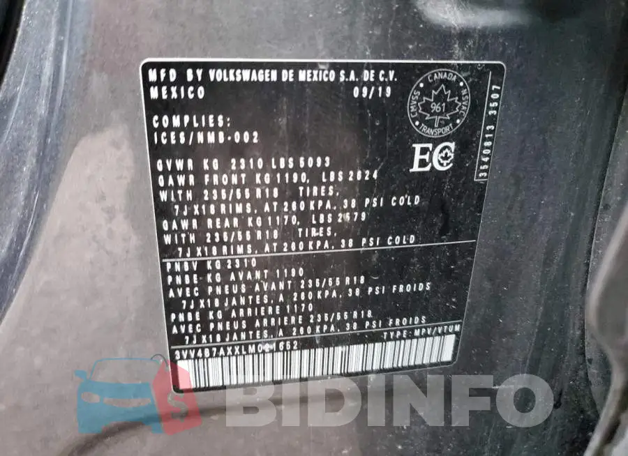 3VV4B7AXXLM021652 Photo# 13