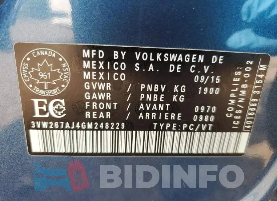 3VW267AJ4GM248229 Photo# 12