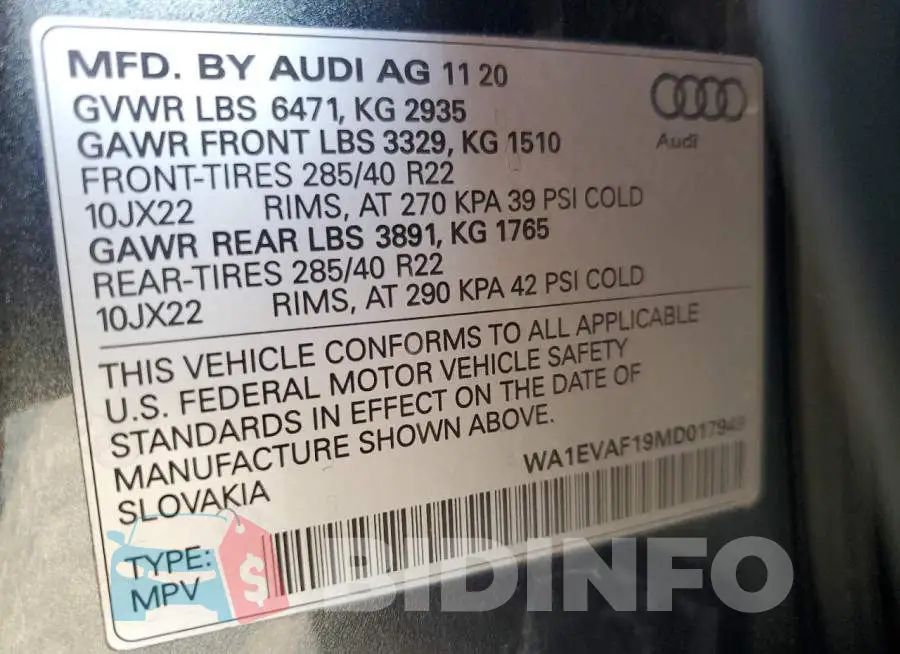 WA1EVAF19MD017949 Photo# 13