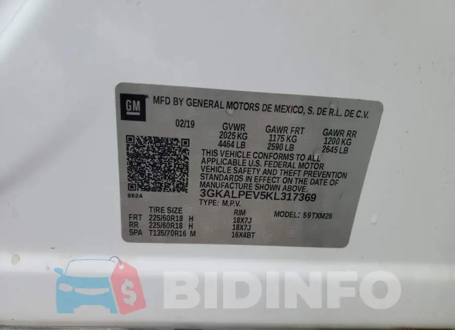 3GKALPEV5KL317369 Photo# 13