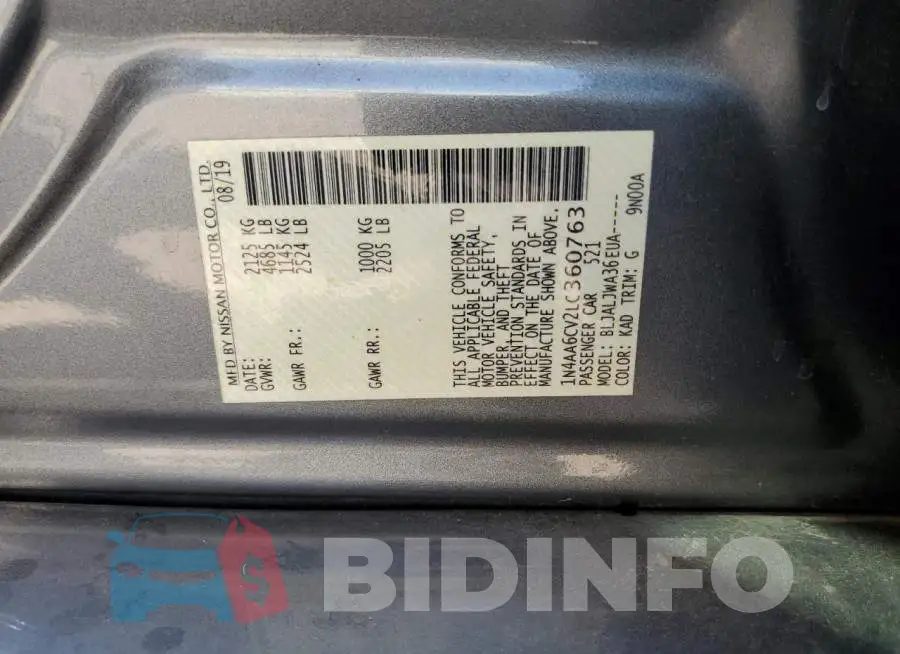 1N4AA6CV2LC360763 Photo# 12