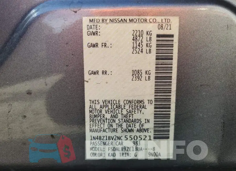 1N4BZ1BV2NC550521 Photo# 13