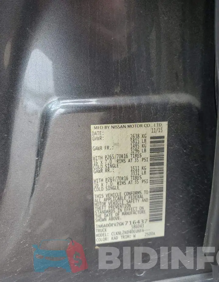 1N6AD0EV2GN716437 Photo# 12