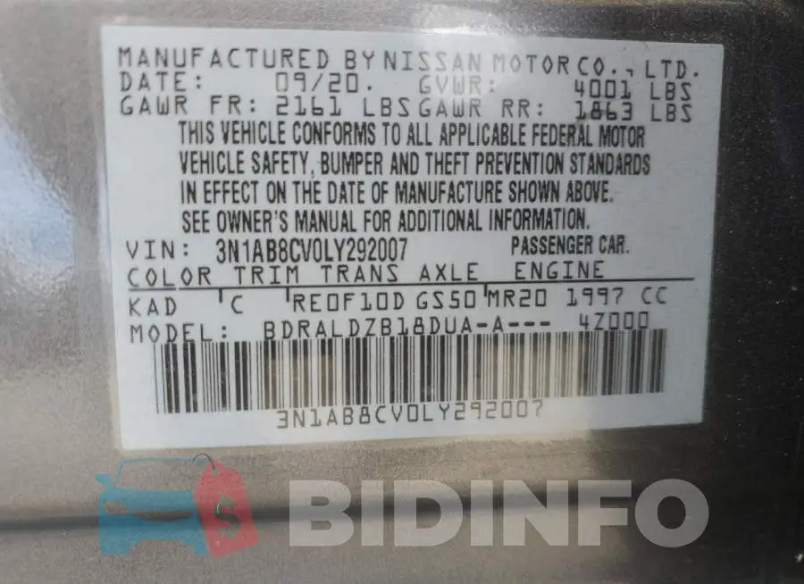 3N1AB8CV0LY292007 Photo# 12