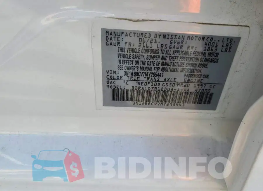 3N1AB8CV7MY295441 Photo# 13