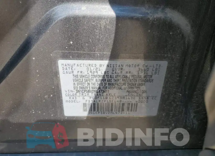 3N1CP5BV2ML473411 Photo# 14