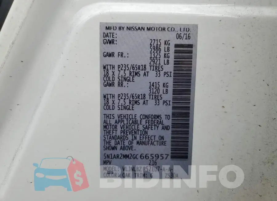 5N1AR2MM2GC665957 Photo# 13