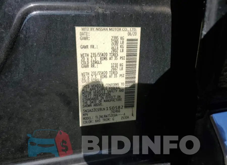 5N1AZ2CS9LN150582 Photo# 12