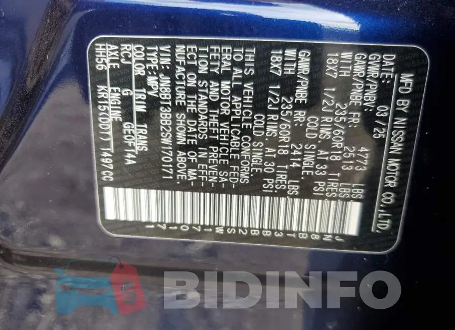 JN8BT3BB2SW170171 Photo# 13