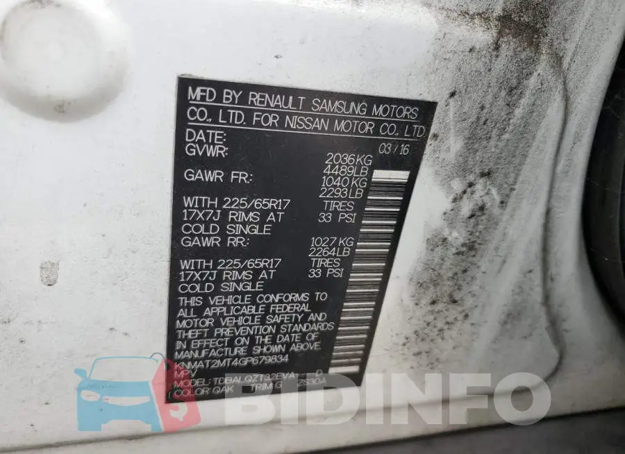 KNMAT2MT4GP679834 Photo# 13