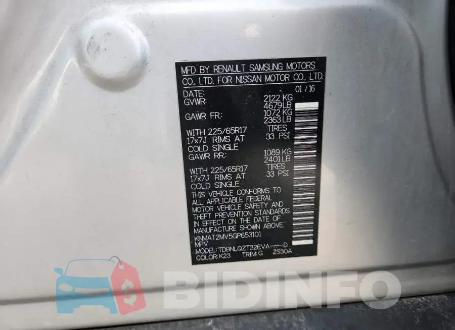 KNMAT2MV5GP653101 Photo# 13