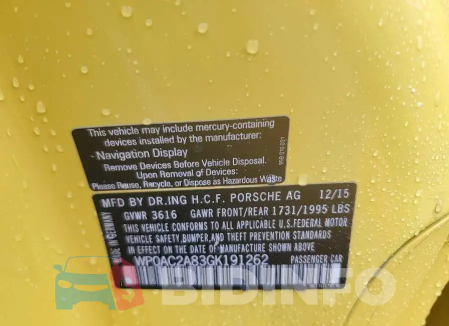 WP0AC2A83GK191262 Photo# 12