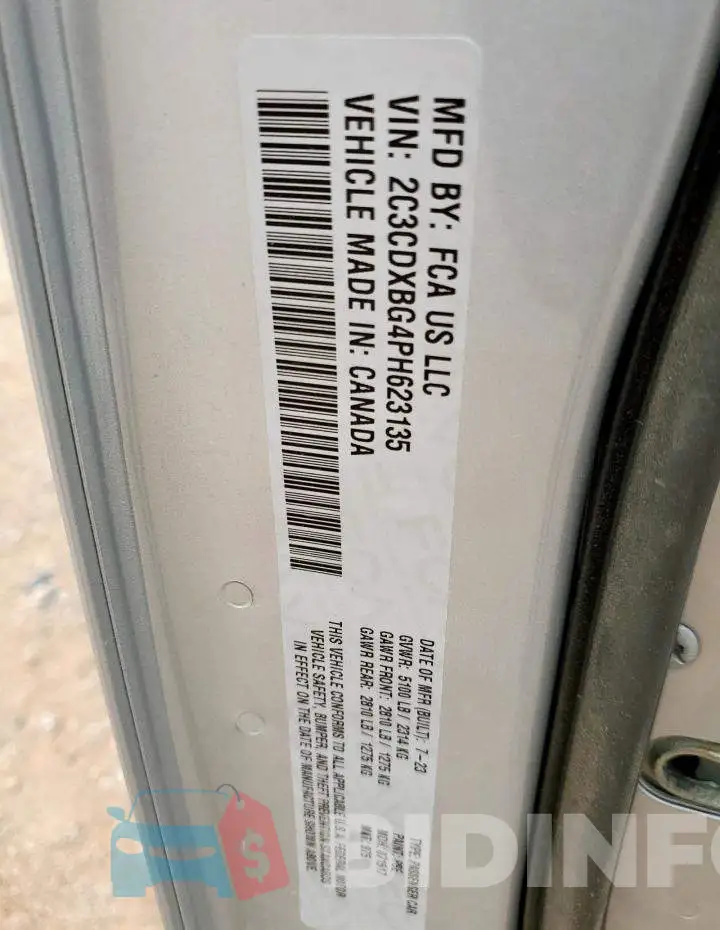 2C3CDXBG4PH623135 Photo# 12