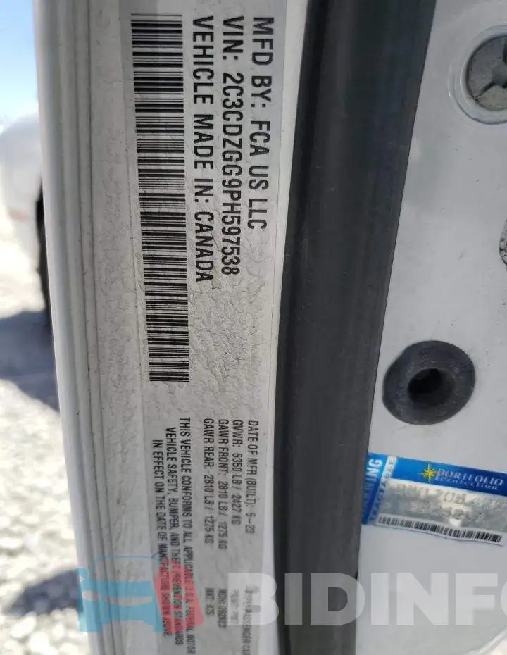 2C3CDZGG9PH597538 Photo# 12