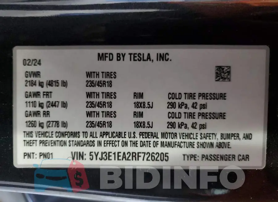 5YJ3E1EA2RF726205 Photo# 13