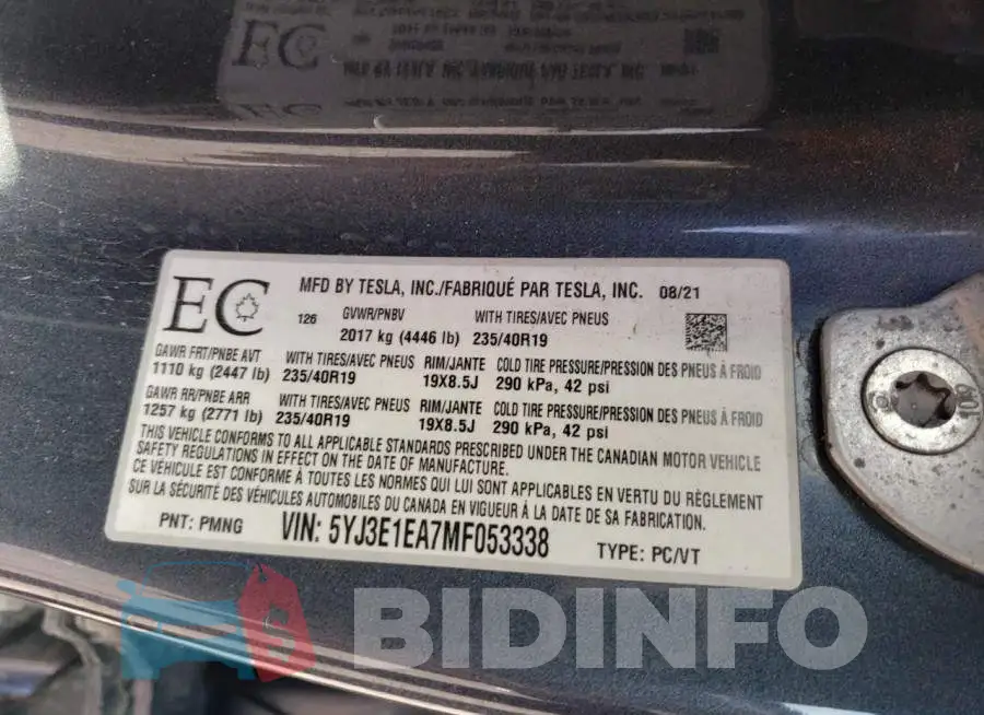 5YJ3E1EA7MF053338 Photo# 12