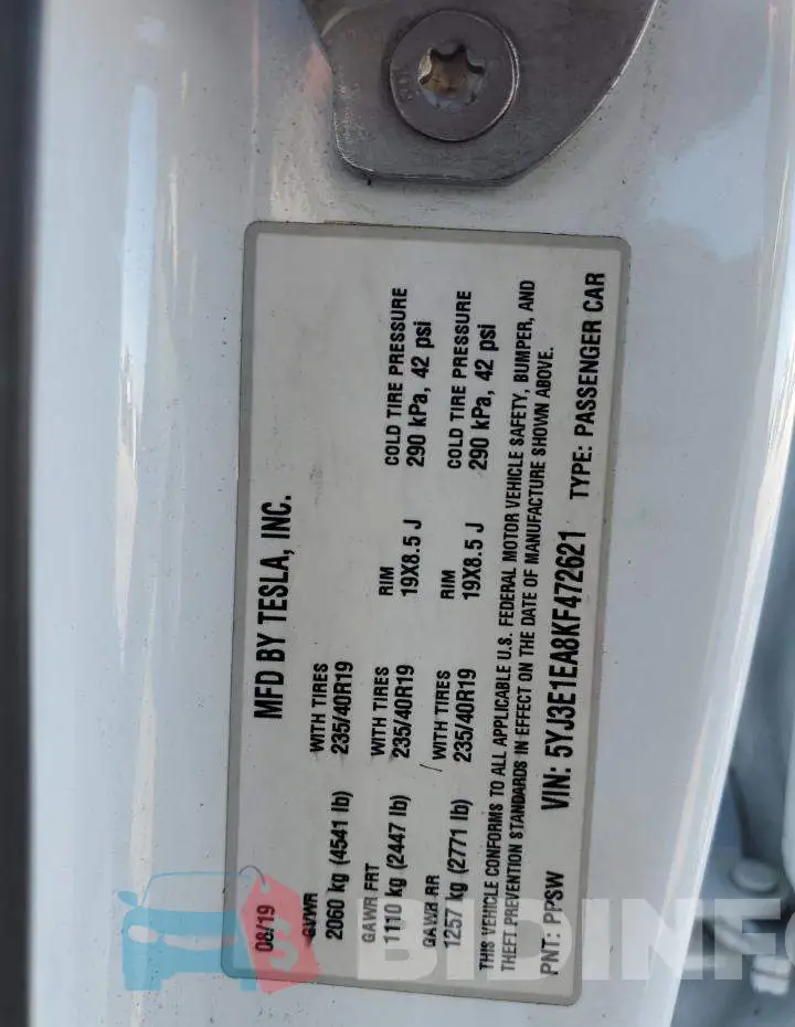 5YJ3E1EA8KF472621 Photo# 12