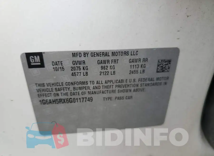 1G6AH5RX6G0117749 Photo# 12