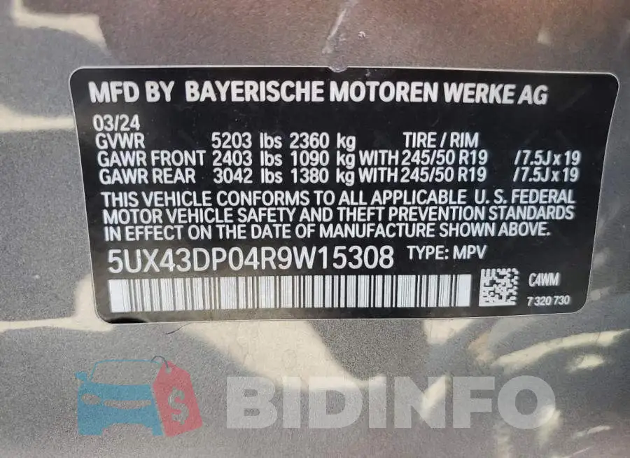 5UX43DP04R9W15308 Photo# 13