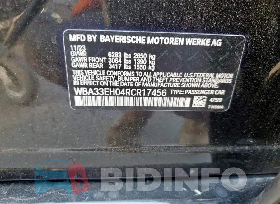 WBA33EH04RCR17456 Photo# 14