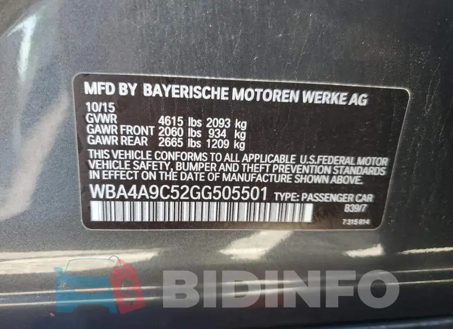 WBA4A9C52GG505501 Photo# 13