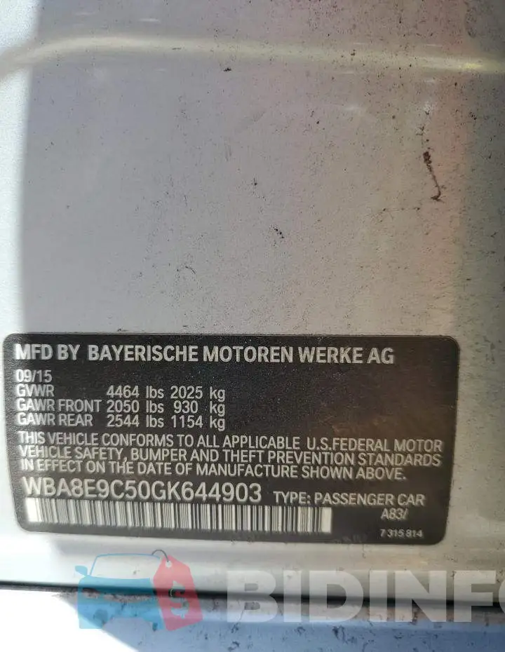WBA8E9C50GK644903 Photo# 13