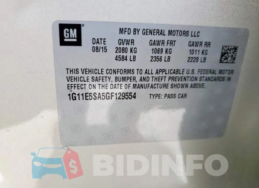 1G11E5SA5GF129554 Photo# 12