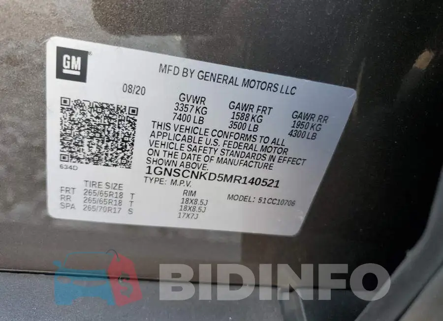1GNSCNKD5MR140521 Photo# 13