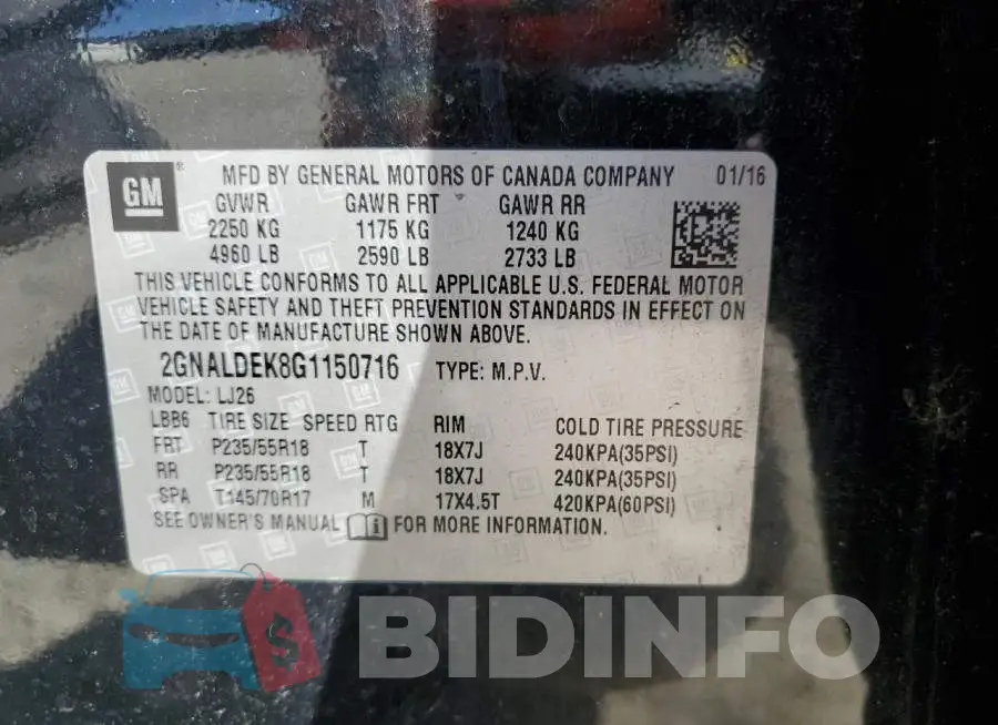 2GNALDEK8G1150716 Photo# 13