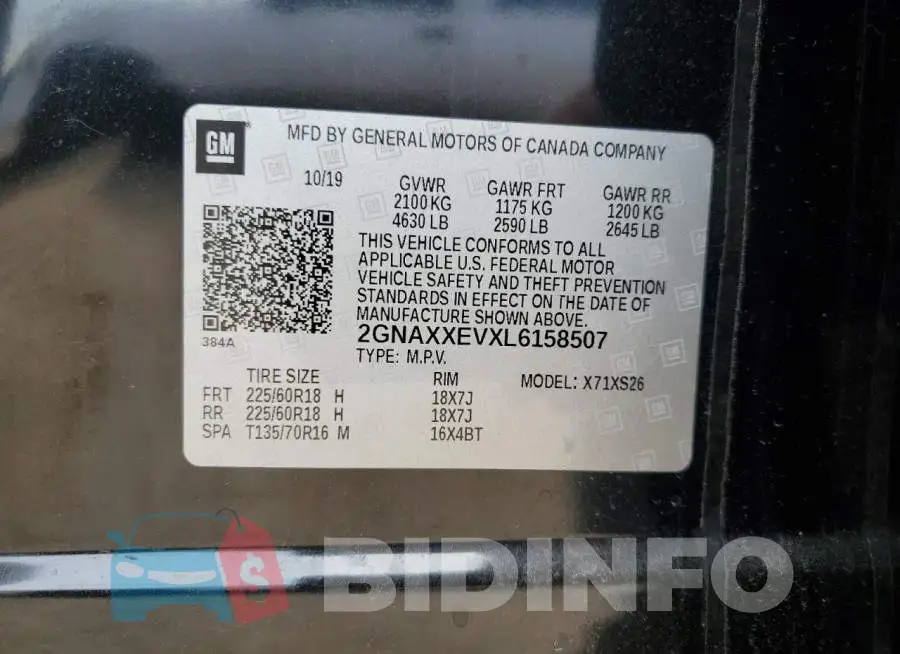 2GNAXXEVXL6158507 Photo# 13