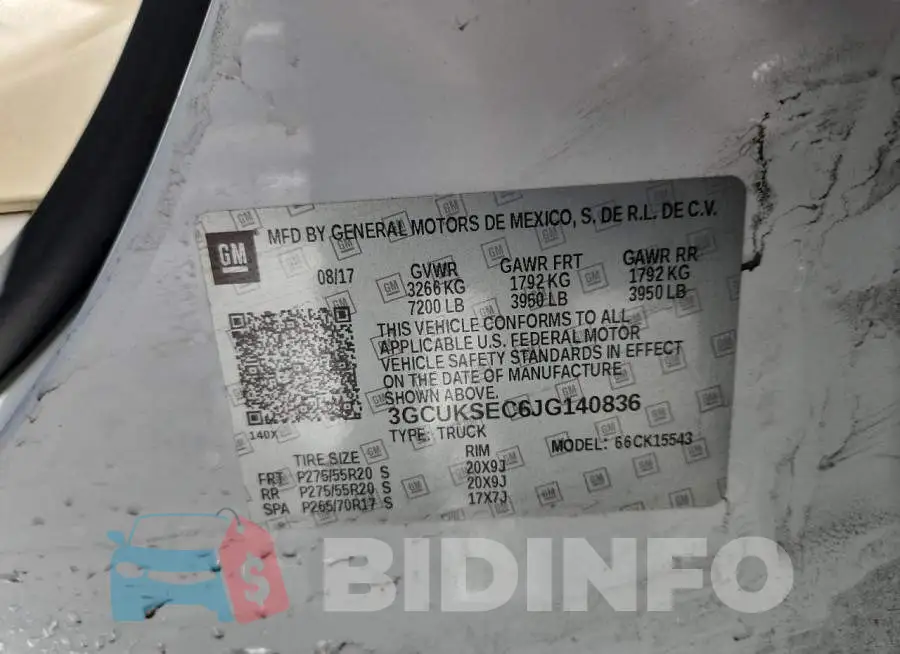 3GCUKSEC6JG140836 Photo# 12