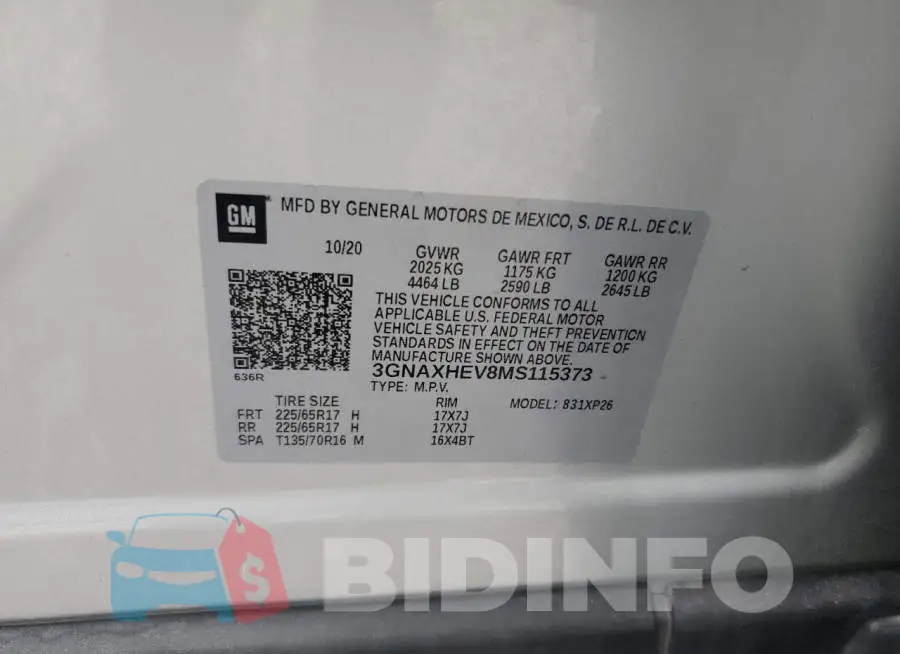 3GNAXHEV8MS115373 Photo# 13