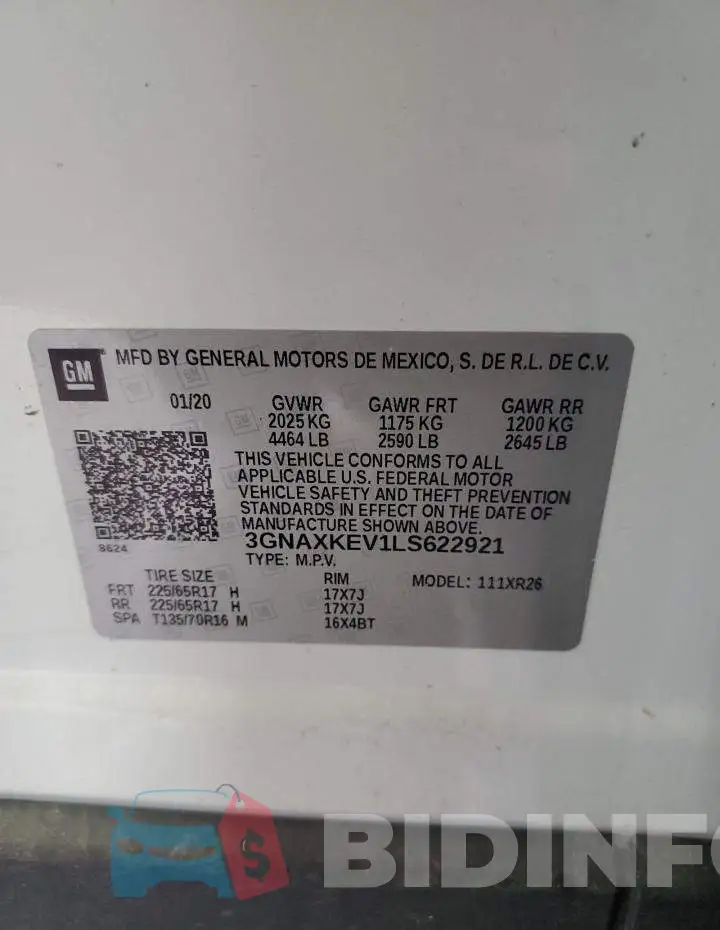 3GNAXKEV1LS622921 Photo# 13