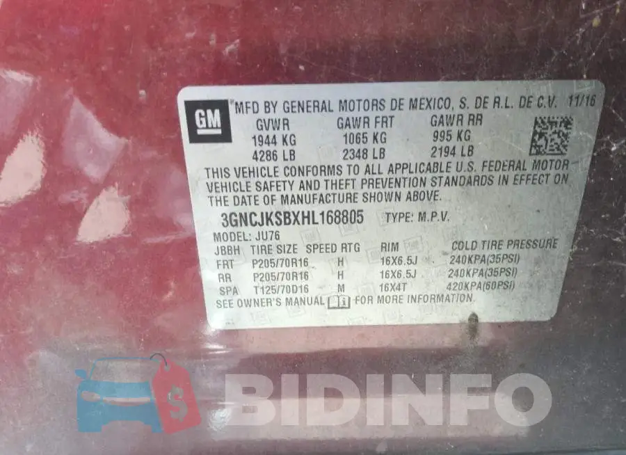 3GNCJKSBXHL168805 Photo# 12