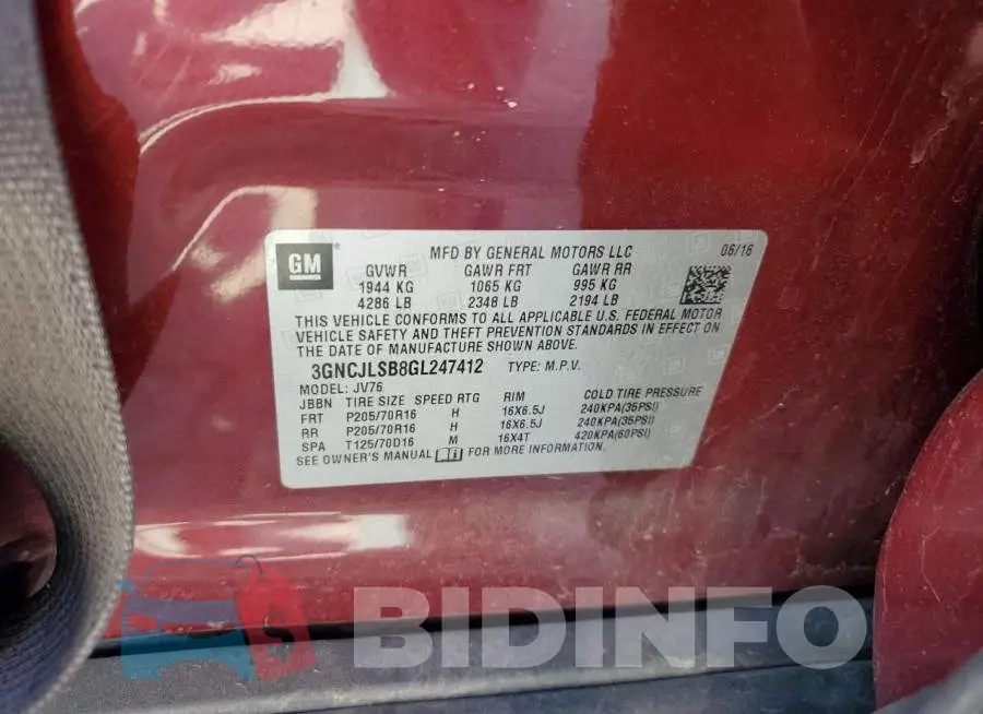 3GNCJLSB8GL247412 Photo# 12