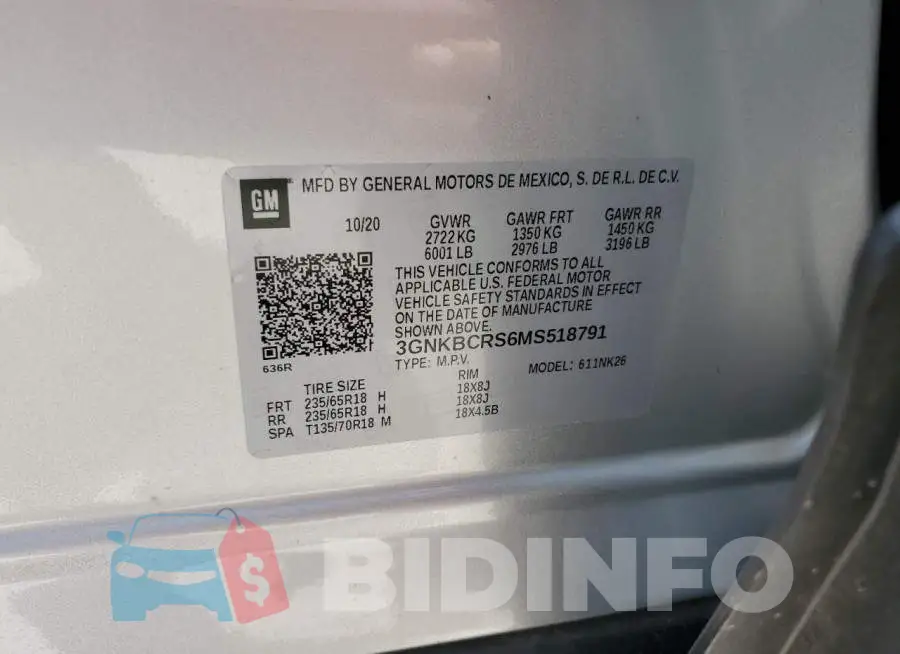 3GNKBCRS6MS518791 Photo# 13