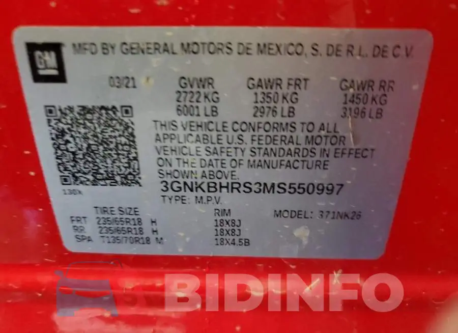 3GNKBHRS3MS550997 Photo# 14