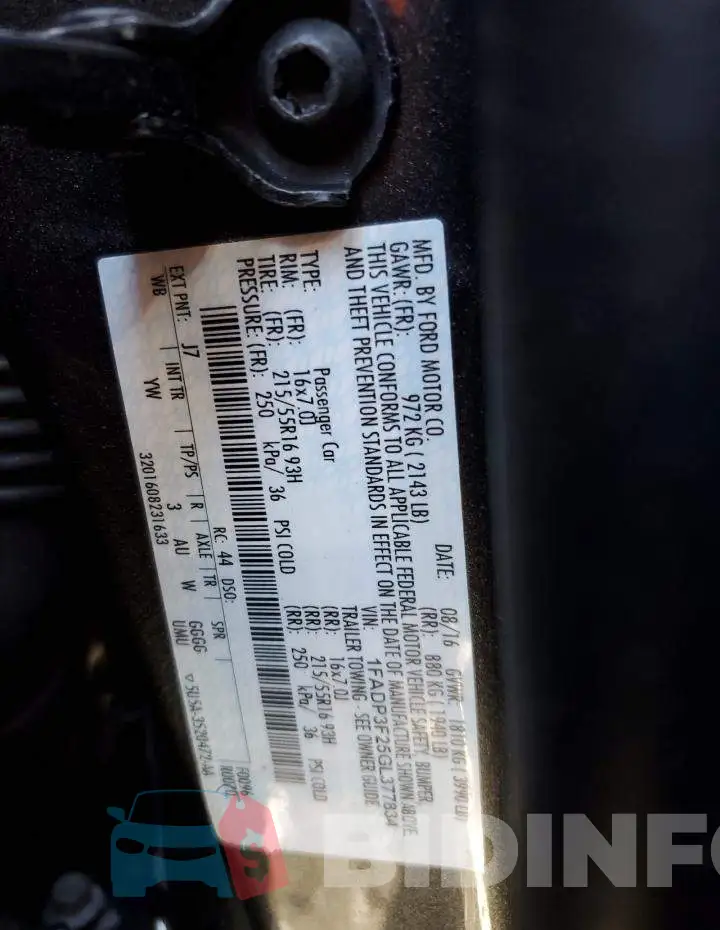 1FADP3F25GL377834 Photo# 12