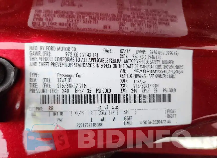 1FADP3M2XHL312059 Photo# 13