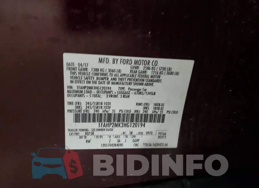 1FAHP2MK3HG120194 Photo# 12