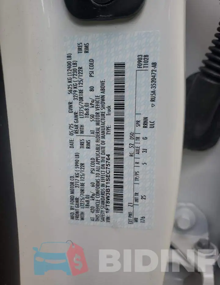1FT8W3BT1SEC75764 Photo# 12