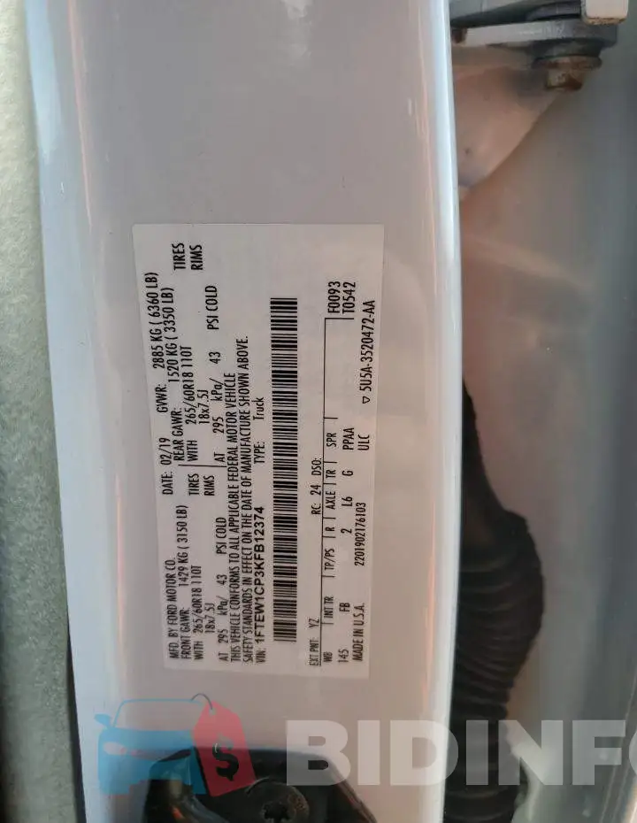 1FTEW1CP3KFB12374 Photo# 12