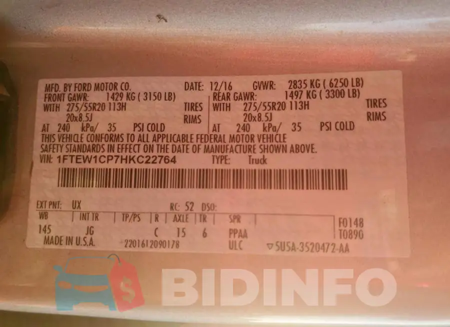 1FTEW1CP7HKC22764 Photo# 12